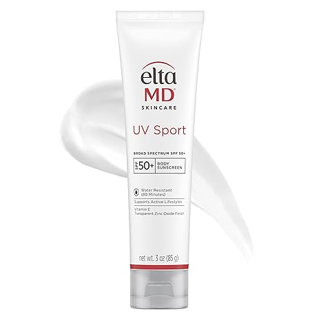 EltaMD UV Sport Sunscreen Lotion, SPF 50 Body Sunscreen, Water and Sweat Resistant, Oil-Free, Zinc Oxide Formula