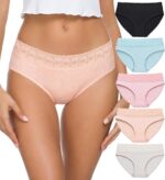 Womens Underwear Cotton Panties for Women Underpants Briefs Hipster Lace Bikini 5 Pack