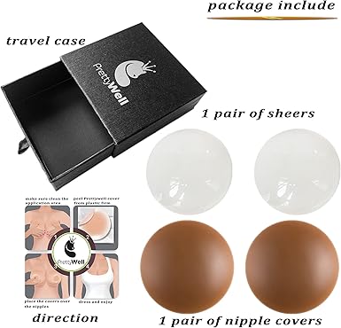 PRETTYWELL Nipple Covers for Women,Waterproof Nipple Pasties Reusable,Ultra Thin Adhesive Silicone Nipple Cover Petals