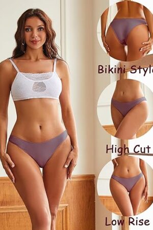 FINETOO 12 Pack Cotton Underwear for Women Cute Low Rise Bikini Panties High Cut Breathable Sexy Hipster Womens Cheeky S-XL