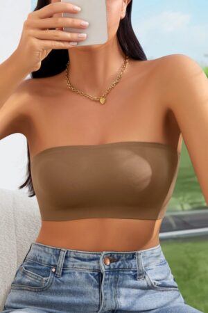 Women's Backless Solid Color Simple Seamless No-Wire Tube Top Bra One-Piece