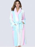 Single Piece Simple Ombre Ladies Autumn & Winter Thickened Flannel Loose Pajamas