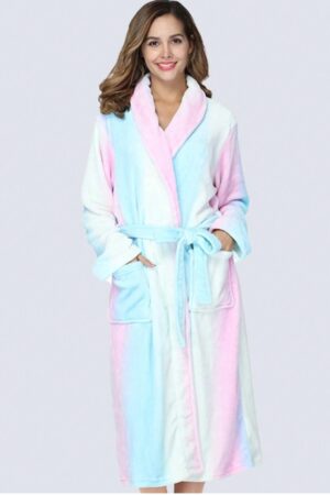 Single Piece Simple Ombre Ladies Autumn & Winter Thickened Flannel Loose Pajamas