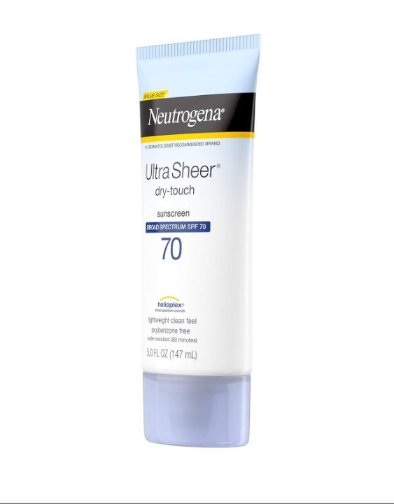 Neutrogena Ultra Sheer Dry-Touch Water Resistant and Non-Greasy Sunscreen Lotion with Broad Spectrum SPF 70, 3 Fl Oz (Pack of 3)