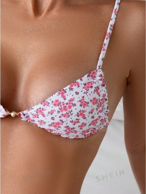 Beach Ditsy Floral Sexy Bikini Set, Random Print