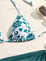 Mod Summer Beach Floral Print Triangle Bikini Set With Beach Skirt