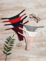 7packs Ribbed Knit Sexy Thongs