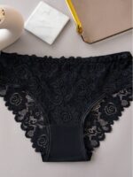 Women Sexy Lace Patchwork Shell Trim Triangle Panty