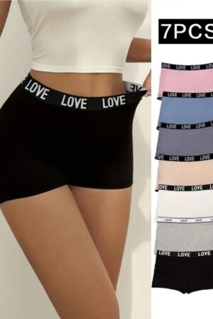 7pcs/Pack Women Seamless Comfortable Breathable Mid-Waist Boxer Briefs Sports