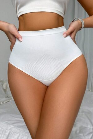 Women's White High Waist Tummy Control Body Shaping Panties, Single Pack